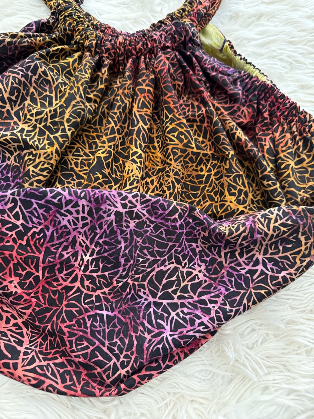 Boho Slouch Handmade Leaf Print Multi Color Tote - Picture 2 of 3